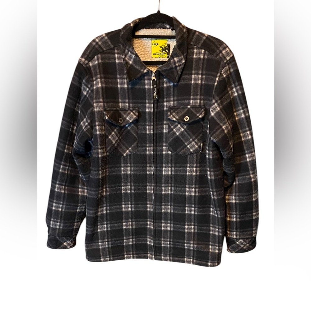 Dunlop Black and Gray Utility Plaid Jacket Size Large - Picture 3 of 7